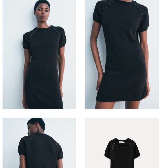 NWT - Elegant Zara Sweater Dress - Leather Straps - Picture 4 of 6